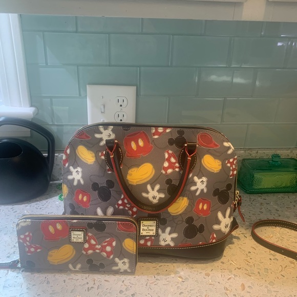 Dooney & Bourke Handbags - Dooney and Bourke Mickey Mania (Body Parts) Disney Satchel and Wallet. EUC.